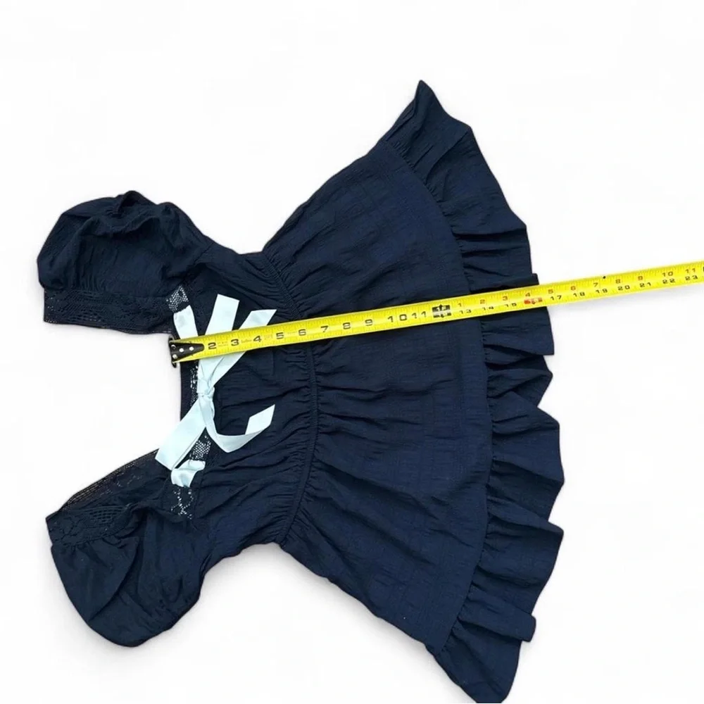 Ultra Flirt Navy Top with White Ribbon - Picture 4 of 6